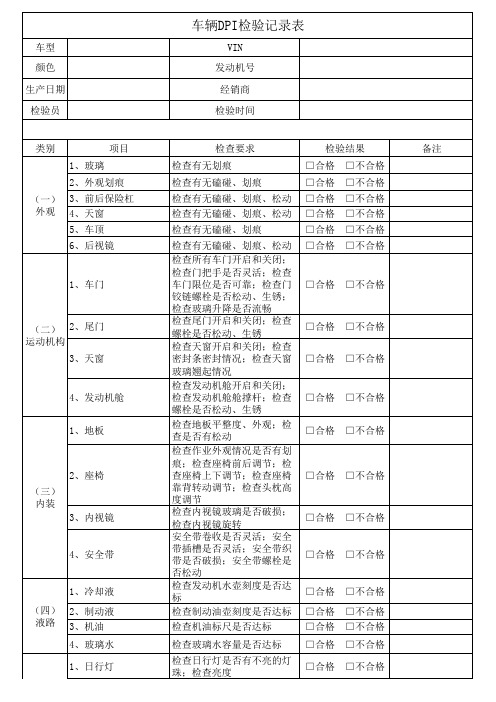 车辆DPI检查记录表