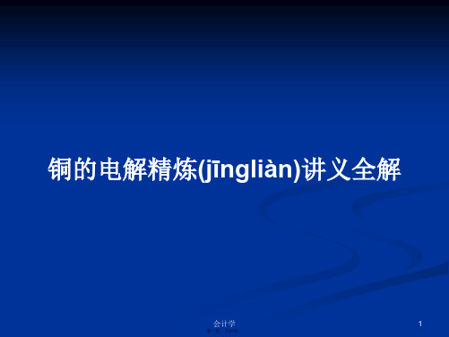 铜的电解精炼讲义全解学习教案