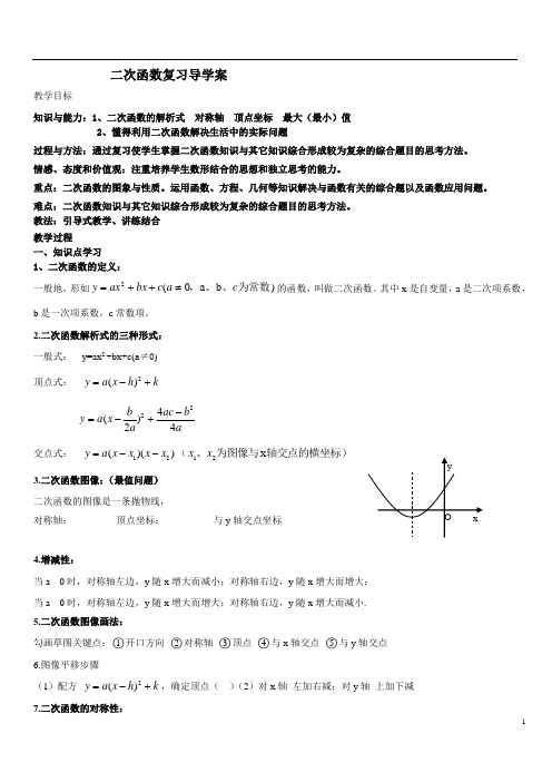 二次函数详细总结及典型练习例题