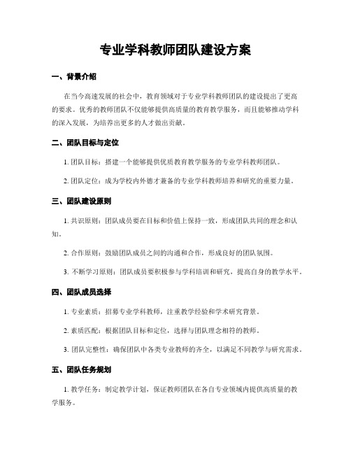 专业学科教师团队建设方案