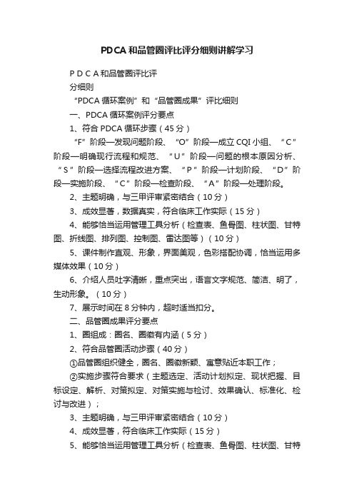 PDCA和品管圈评比评分细则讲解学习