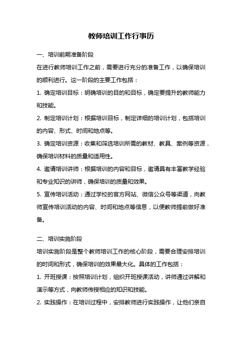 教师培训工作行事历