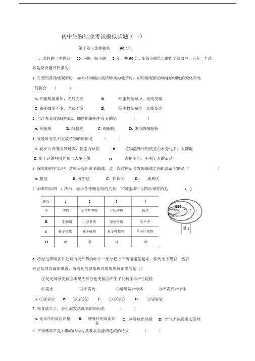 人教版八年级生物结业考试模拟题.docx