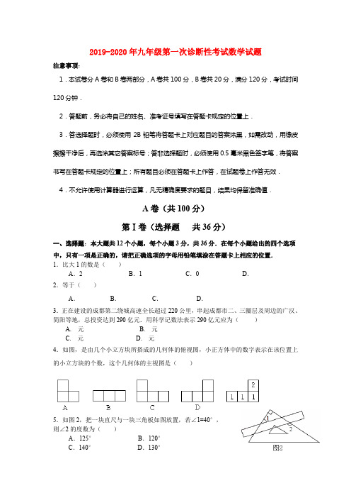 2019-2020年九年级第一次诊断性考试数学试题