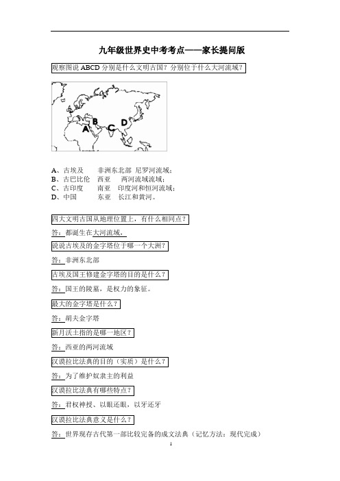 一问一答(世界史考点部分)