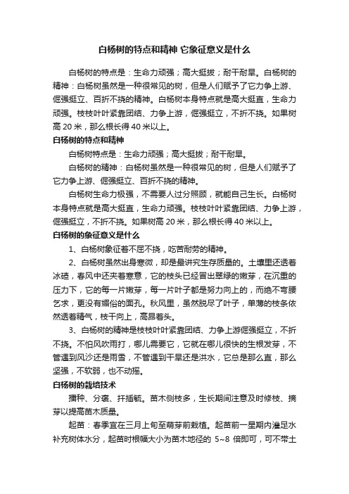 白杨树的特点和精神它象征意义是什么