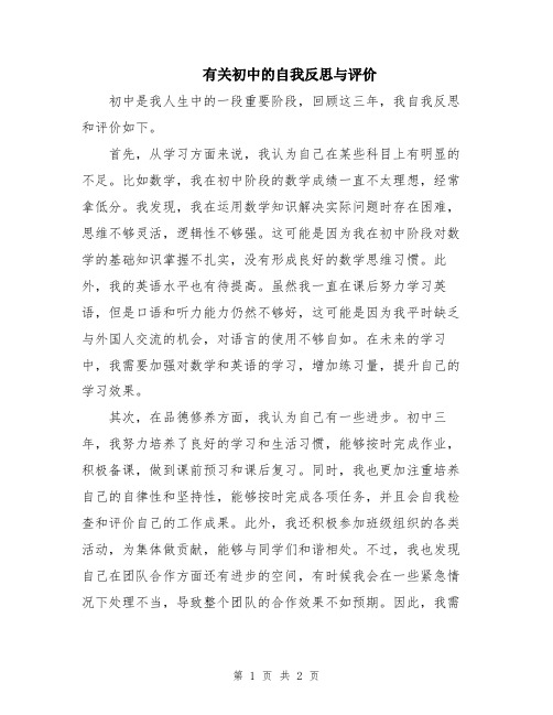 有关初中的自我反思与评价