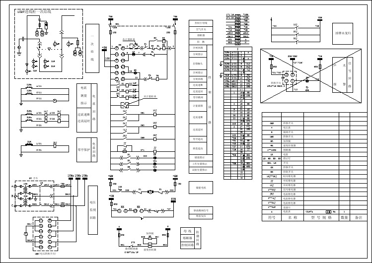 SM6进线柜二次接线电气原理平面设计工艺示意CAD图纸