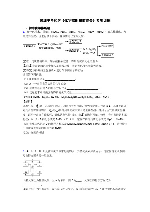 深圳中考化学《化学推断题的综合》专项训练