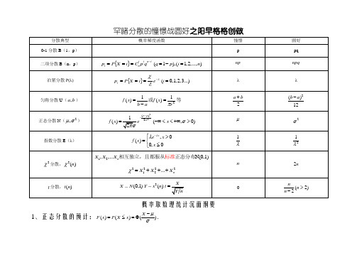 常见分布的期望和方差