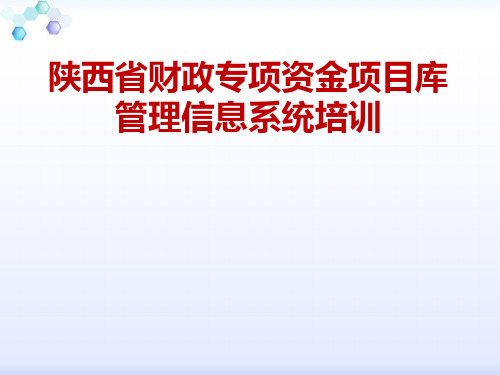 陕西省财政专项资金项目库管理信息系统培训