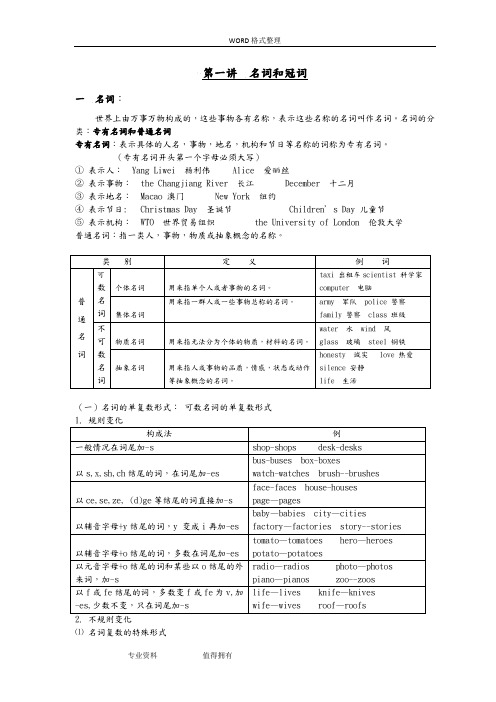 初中英语语法专题资料(含讲义及练习试题)