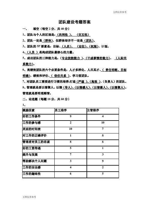 团队建设考题答案