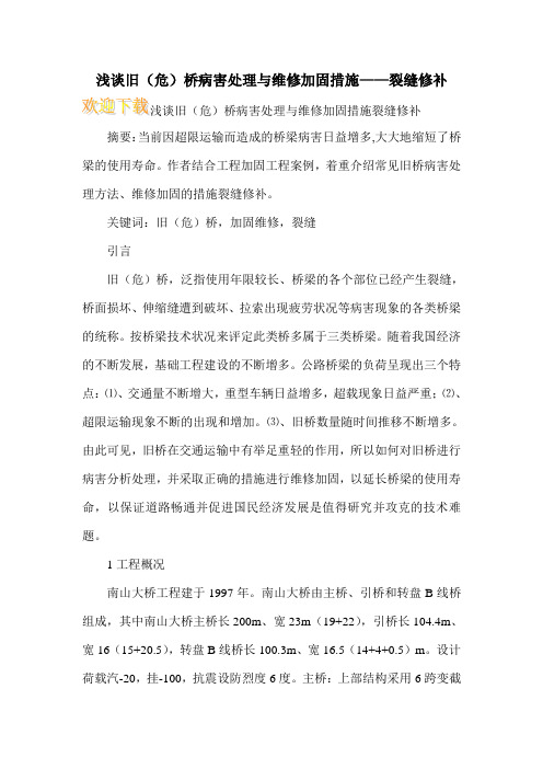 浅谈旧(危)桥病害处理与维修加固措施——裂缝修补