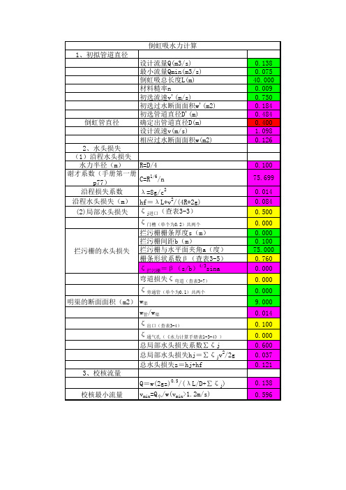 倒虹吸水力计算