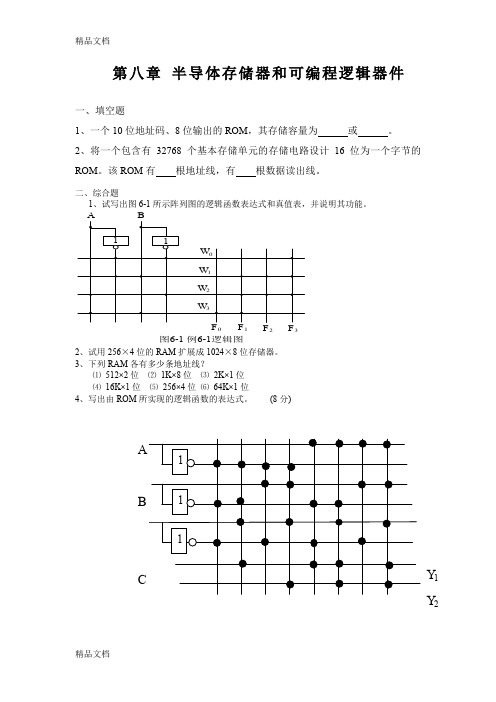 (整理)《数字电子技术》康华光习题解答第八章半导体存储器和可编程逻辑器件.