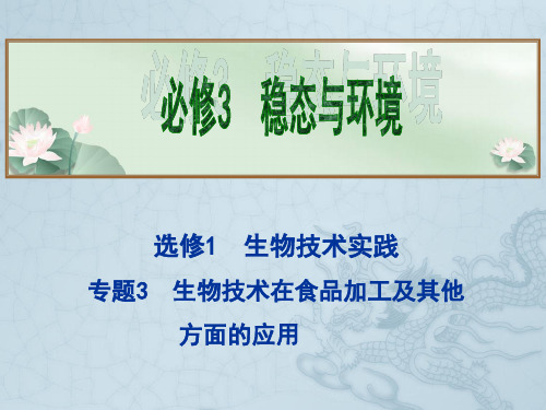 高考生物总复习拔高精讲课件选修1 专题3 生物技术在食品加工及其他的应用