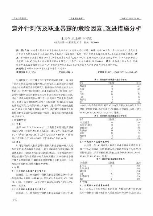 意外针刺伤及职业暴露的危险因素、改进措施分析