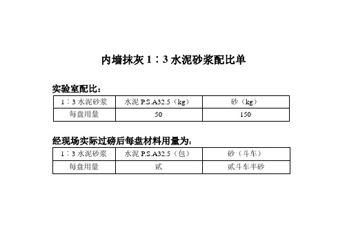 配比单实测单