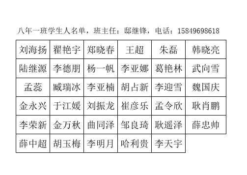 八年级学生报到册