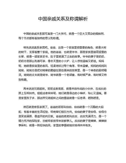 中国亲戚关系及称谓解析