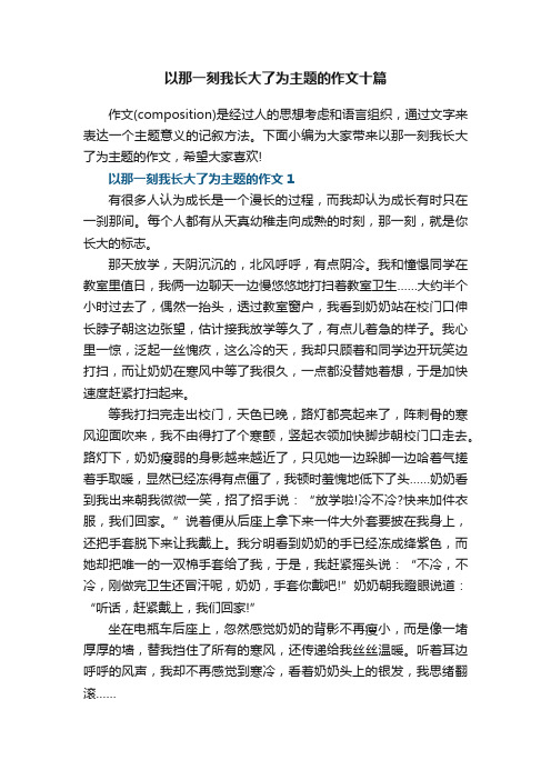 以那一刻我长大了为主题的作文十篇