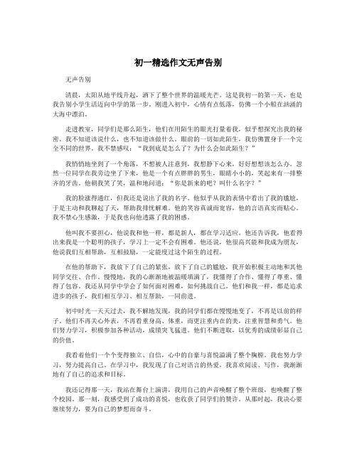 初一精选作文无声告别