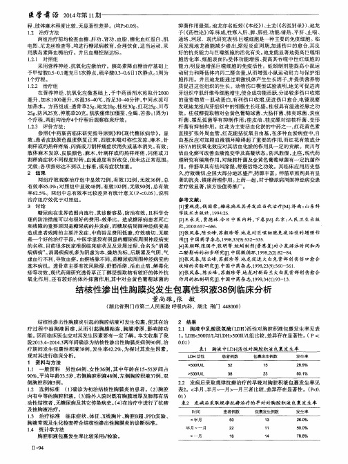 结核性渗出性胸膜炎发生包裹性积液38例临床分析