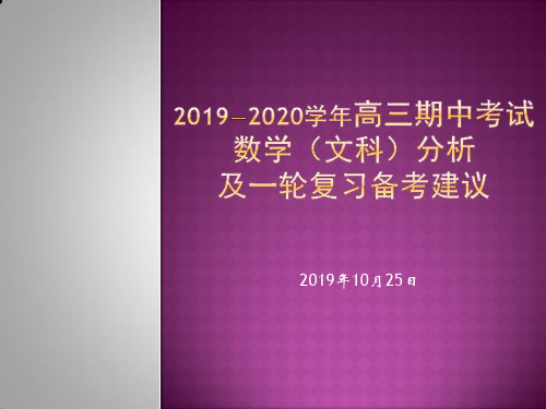 2019--2020学年洛阳市高三期中考试数学(文科)分析及一轮复习备考建议