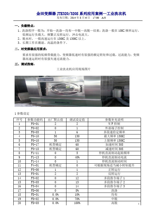 金田变频器JTE320S系列应用案例-工业洗衣机