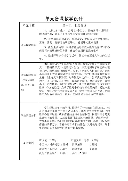 第一单元备课我爱阅读学情分析