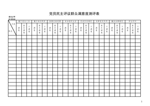 党员民主评议群众满意度测评表