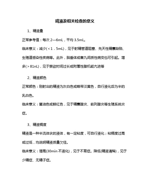 精液及相关检查的意义