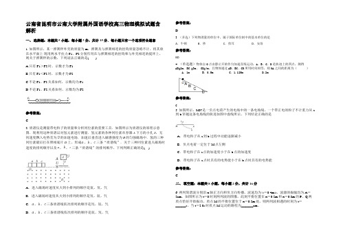 云南省昆明市云南大学附属外国语学校高三物理模拟试题含解析