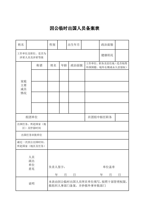 因公临时出国人员备案表.doc