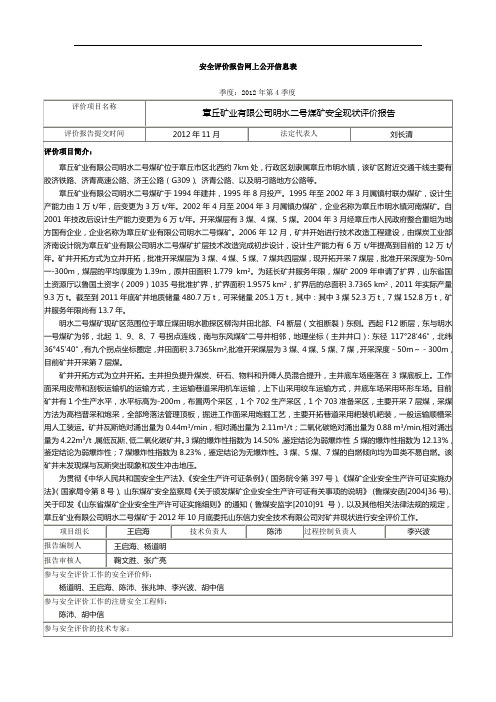 安全评价报告网上公开信息表[003]