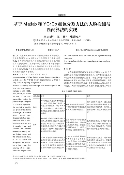 基于Matlab和YCrCb颜色分割方法的人脸检测与匹配算法的实现