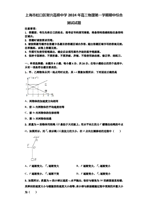 上海市虹口区复兴高级中学2024年高三物理第一学期期中综合测试试题含解析