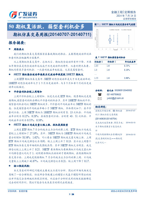 广发证券：50期权复活跃 箱型套利机会多