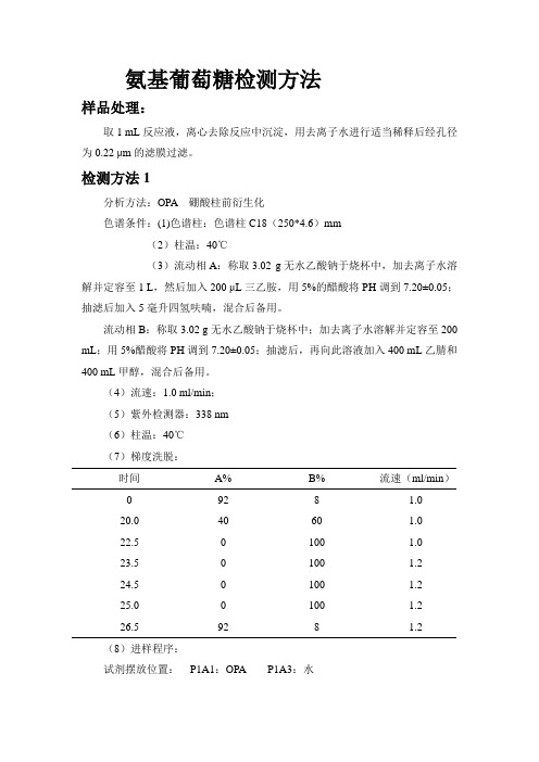 氨基葡萄糖检测方法