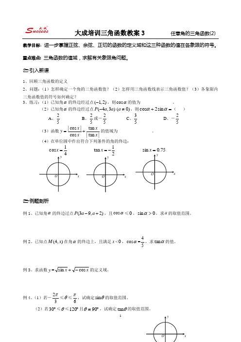 三角函数3  任意角的三角函数(2)