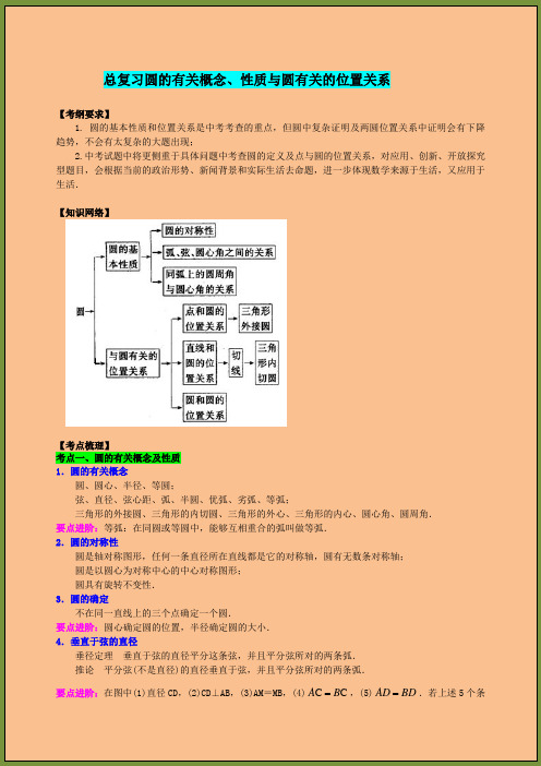 九年级数学专题复习圆的有关概念、性质与圆有关的位置关系