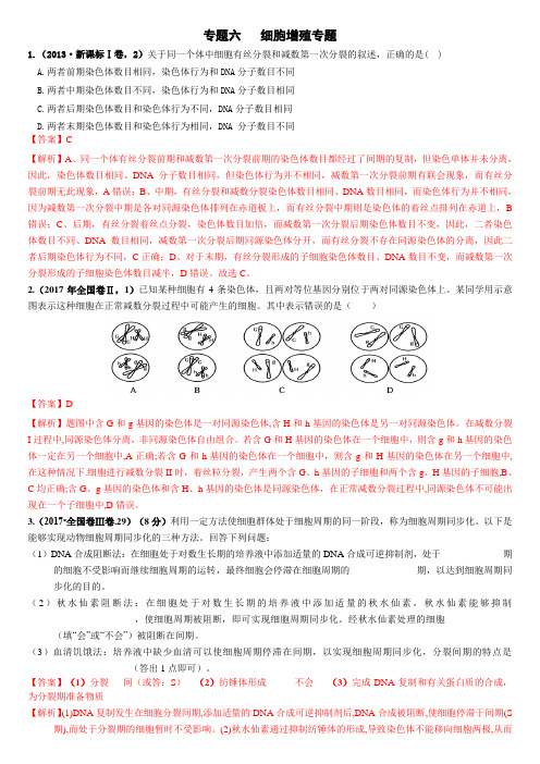 2012-2021高考生物真题(专题六   细胞增殖专题)