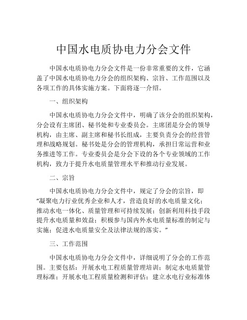 中国水电质协电力分会文件