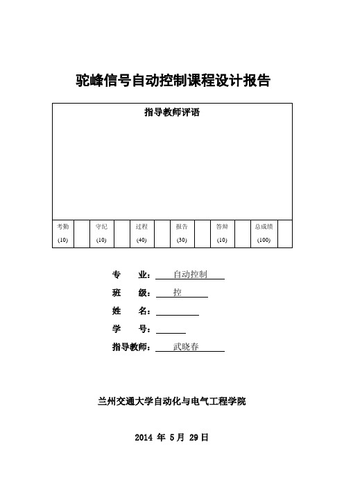 驼峰课程设计实验报告