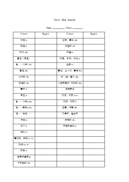 译林版八年级下册英语单词默写表