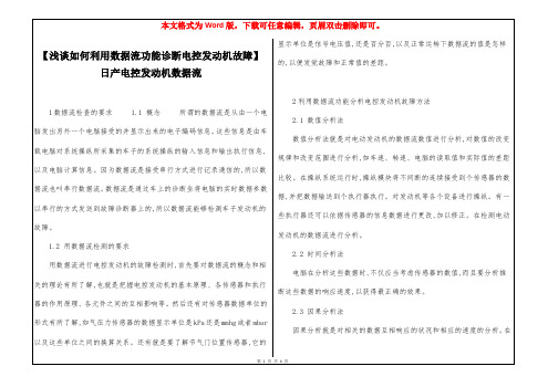 【浅谈如何利用数据流功能诊断电控发动机故障】 日产电控发动机数据流