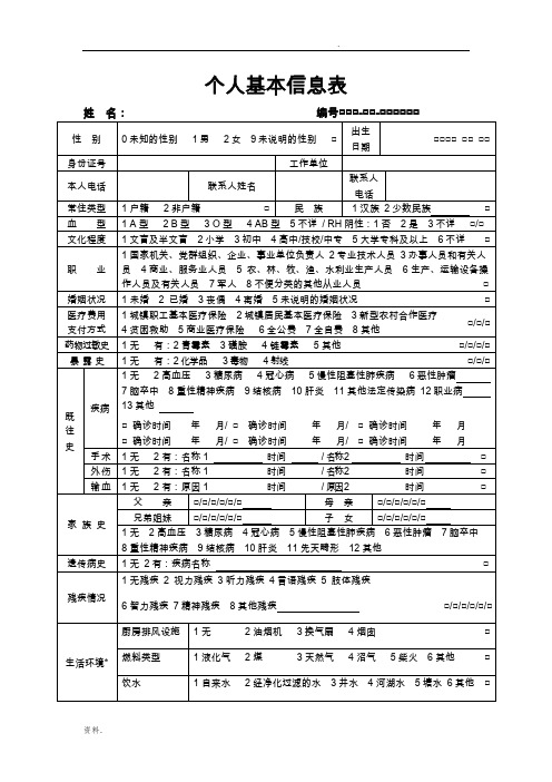 基本公共卫生服务表格