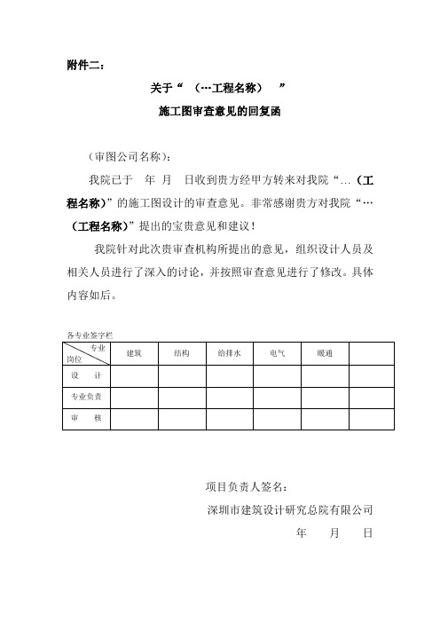 审查意见回复函格式