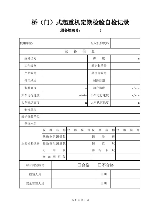 桥(门)式起重机定期检验自检记录【范本模板】